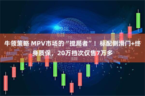 牛领策略 MPV市场的“搅局者”!标配侧滑门+终身质保,20万档次仅售7万多